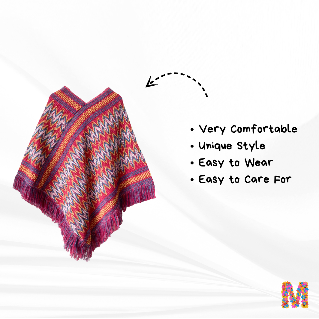 Womens Mexican poncho fashion