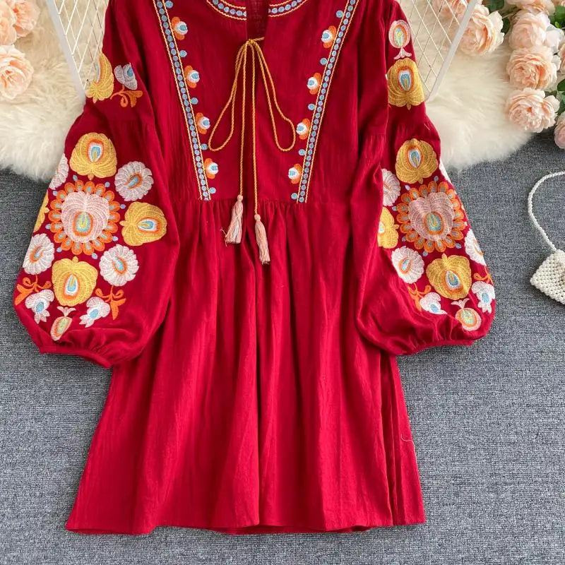 Mexican embroidered mini dress