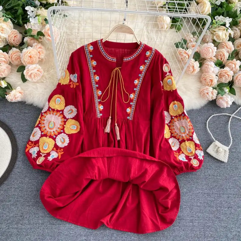 Mexican embroidered mini dress