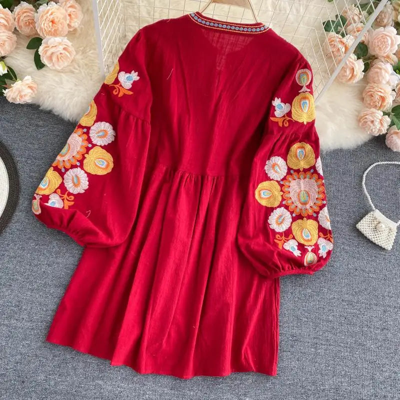 Mexican embroidered mini dress