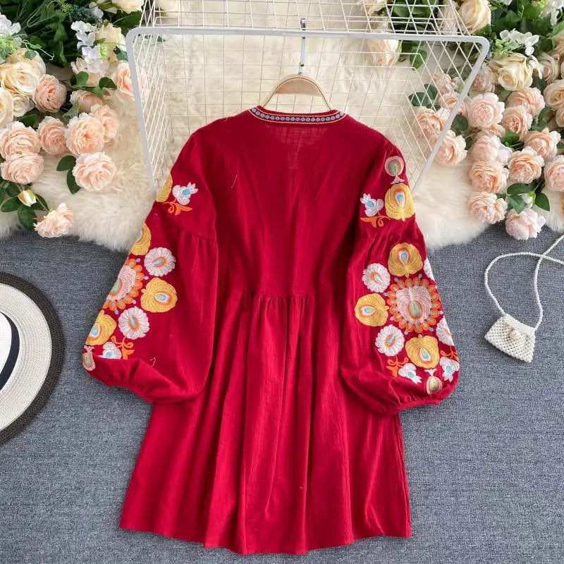 Mexican embroidered mini dress