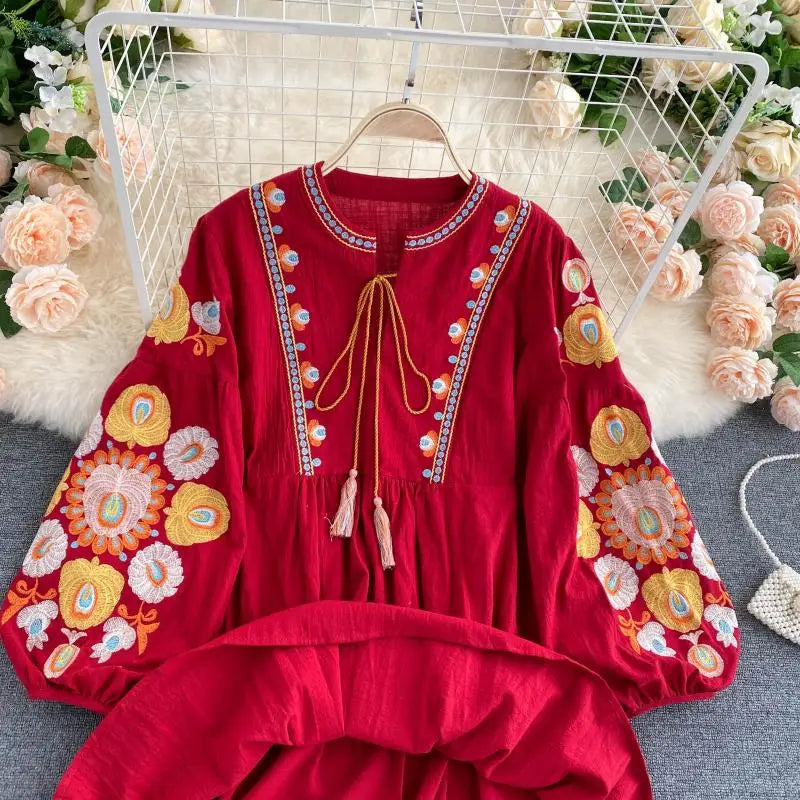 Mexican embroidered mini dress