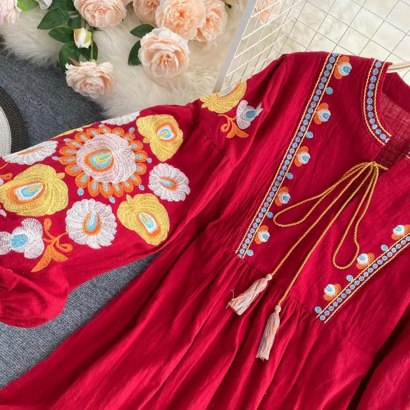 Mexican embroidered mini dress