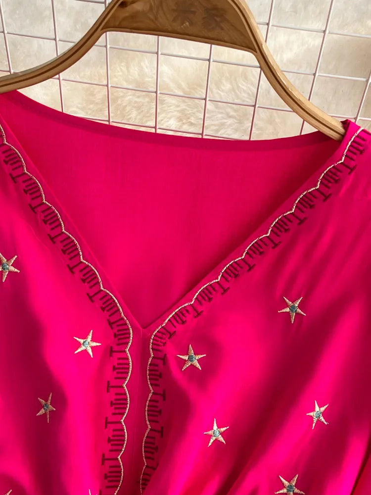 Pink embroidered mexican dress