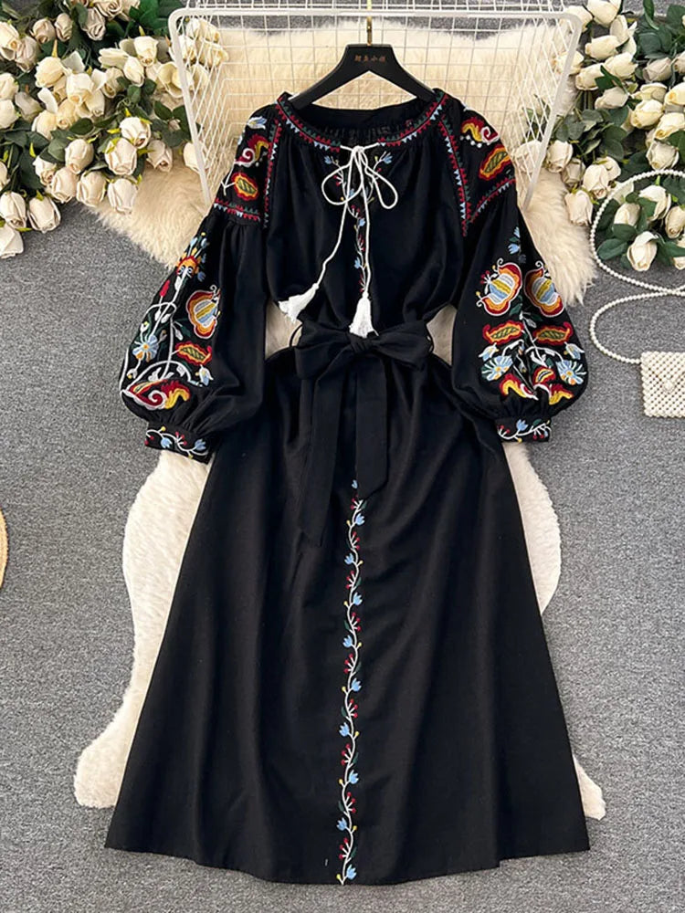 mexican embroidered long dress