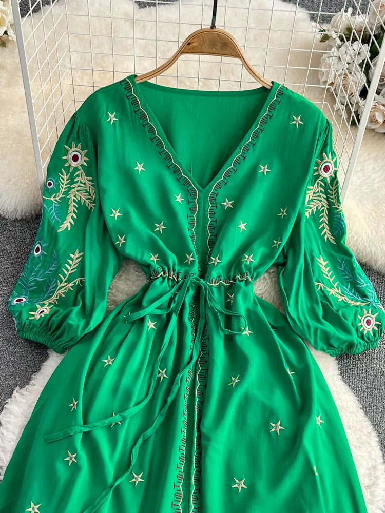 Emerald green mexican dress