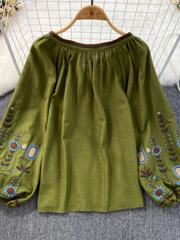 Green mexican blouse