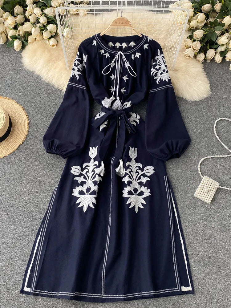 long mexican embroidered dress