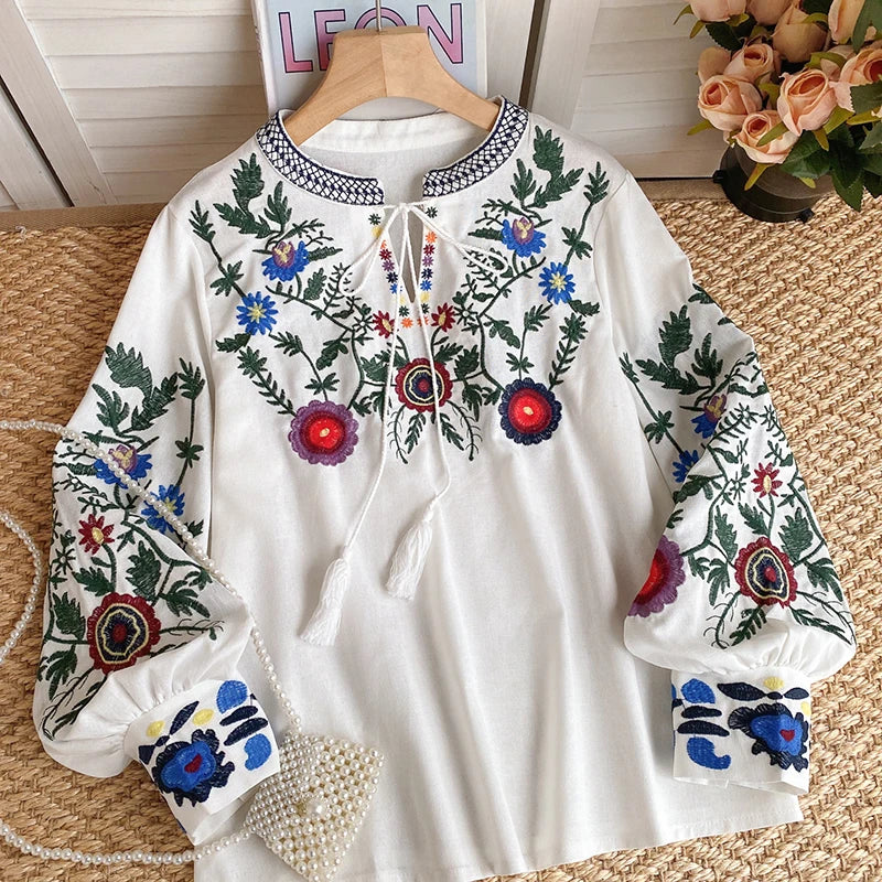 Mexican embroidered blouse boho