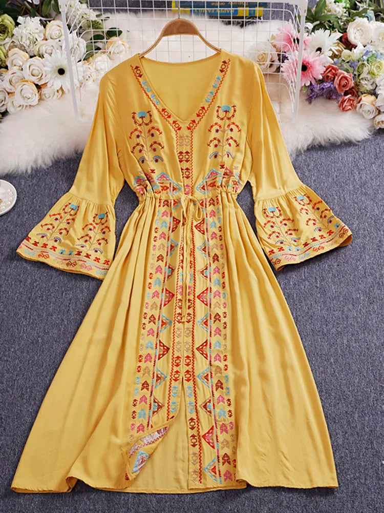 Long mexican yellow dress