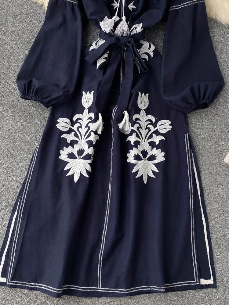 long mexican embroidered dress