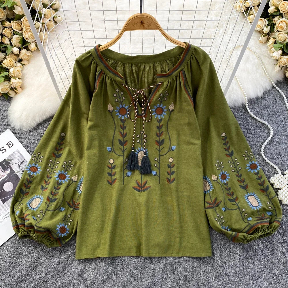 Green mexican blouse