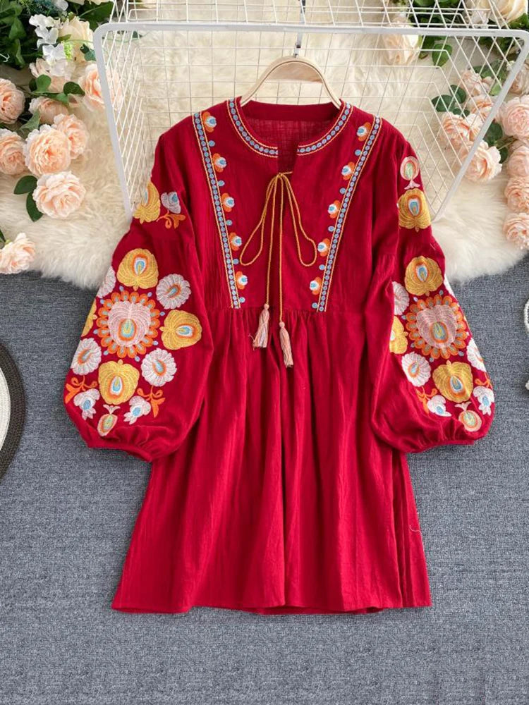 Mexican embroidered mini dress