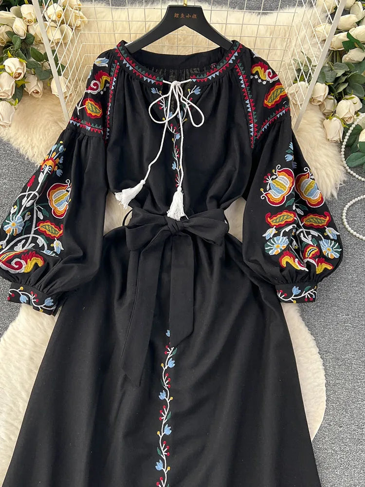 mexican embroidered long dress