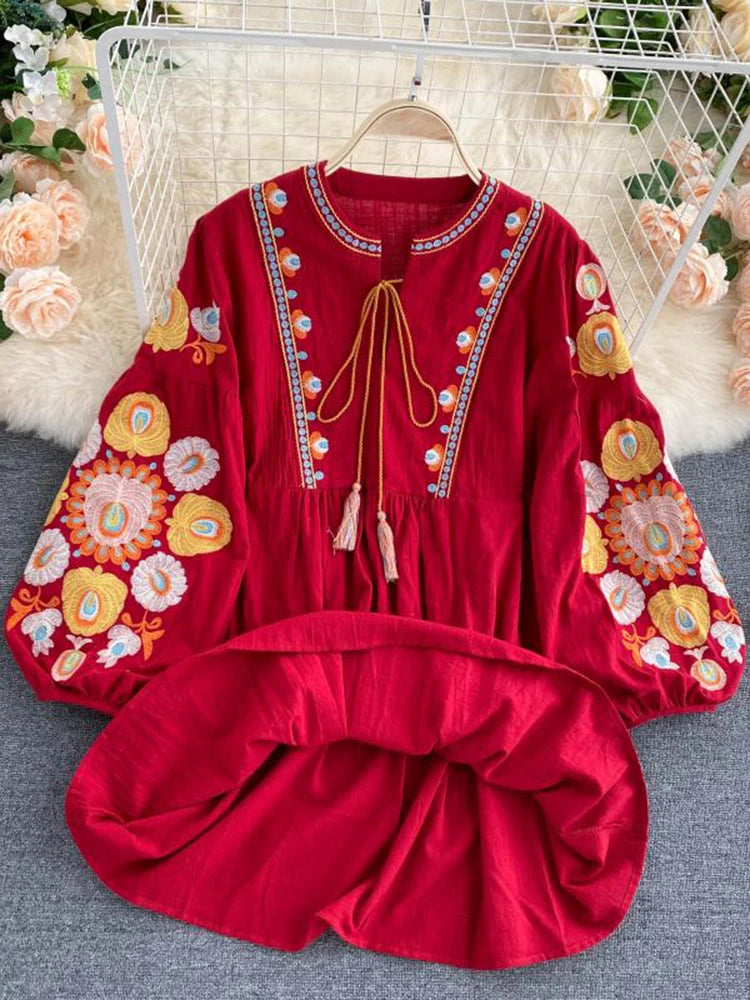 Mexican embroidered mini dress