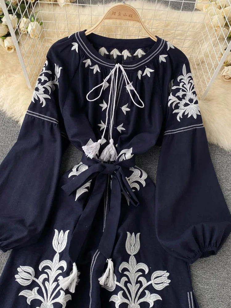 long mexican embroidered dress