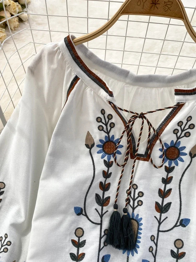 Vintage white mexican blouse