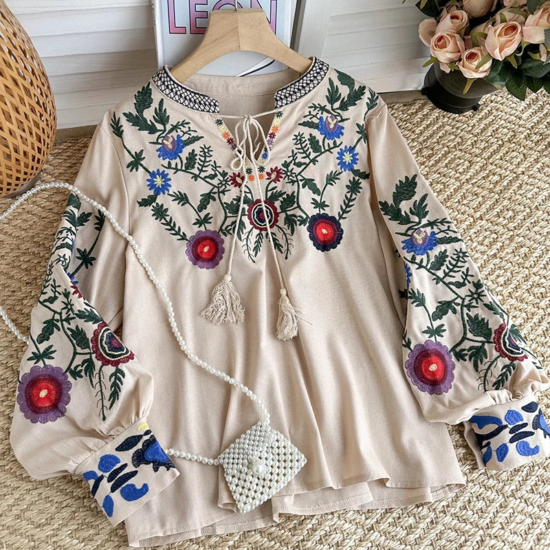 White embroidered mexican blouse