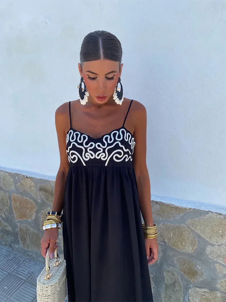 Mexican style women black dress