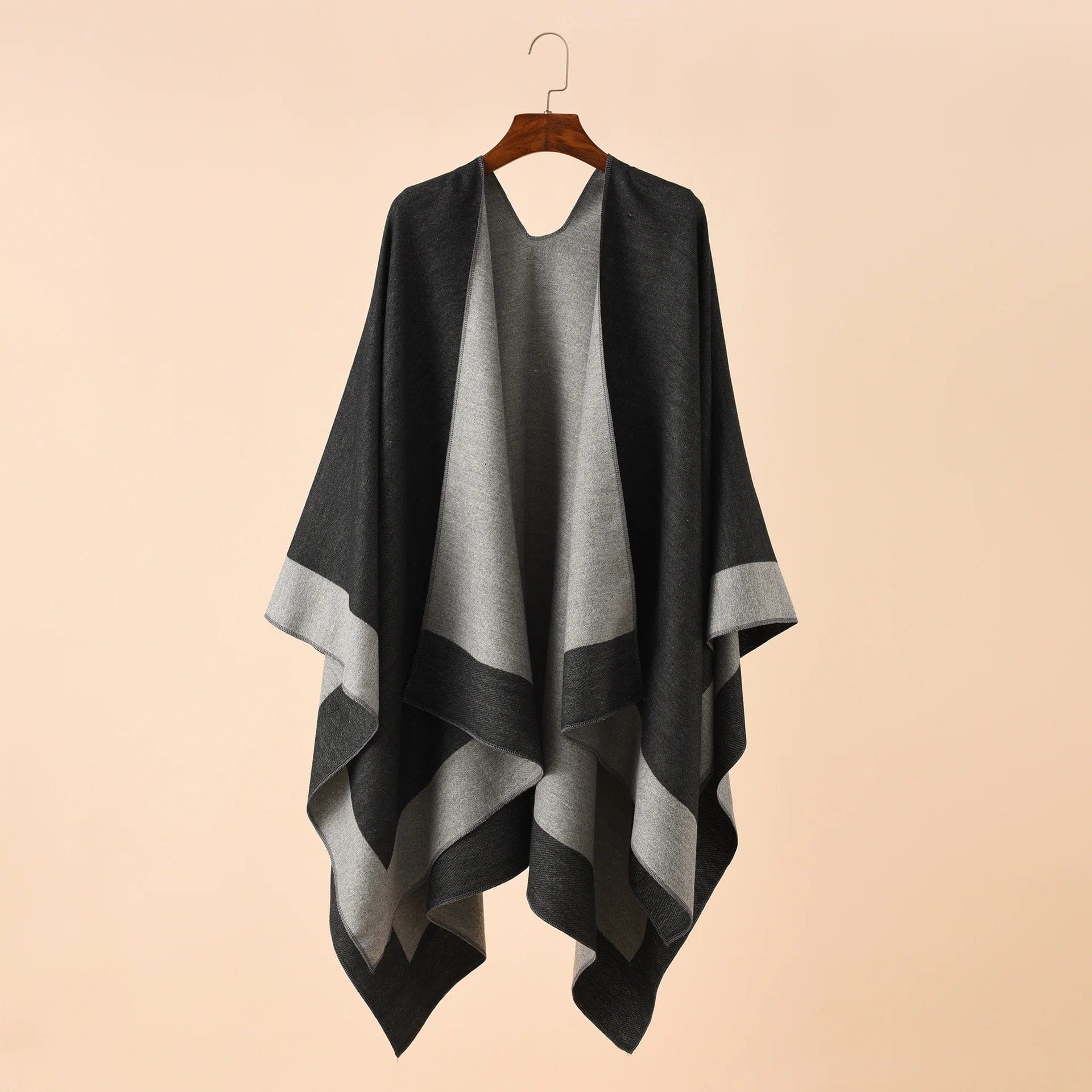 Black and white mexican poncho