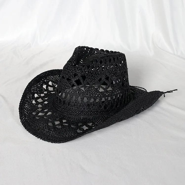 Black Mexican Straw Cowboy Hat