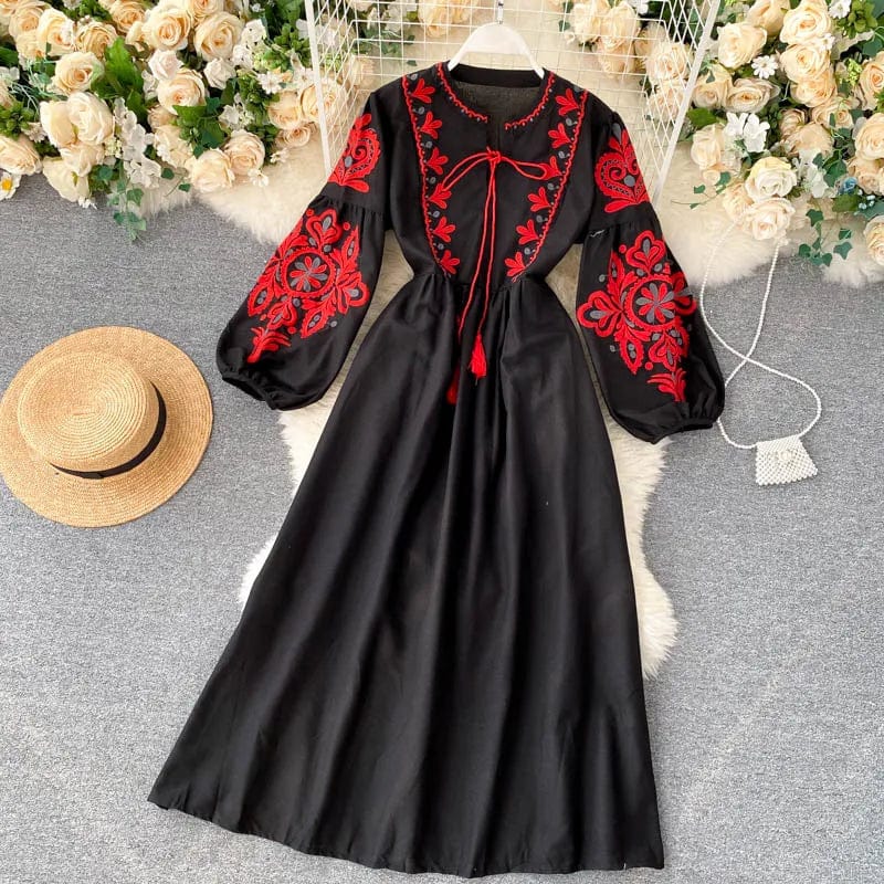 Black mexican traditional dress