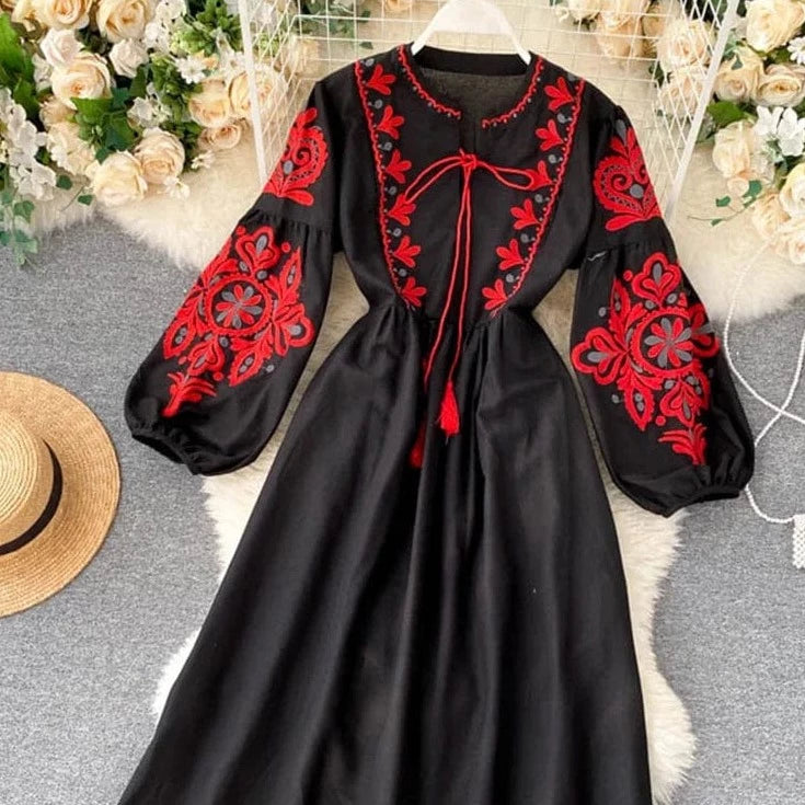 Black mexican traditional dress