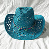 Blue Mexican straw cowboy hat