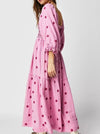 Chloefairy Fashion Women s 3D Floral Embroidered Maxi Dress Puff Sleeve Square Neck Tiered Flowy A-line Dress