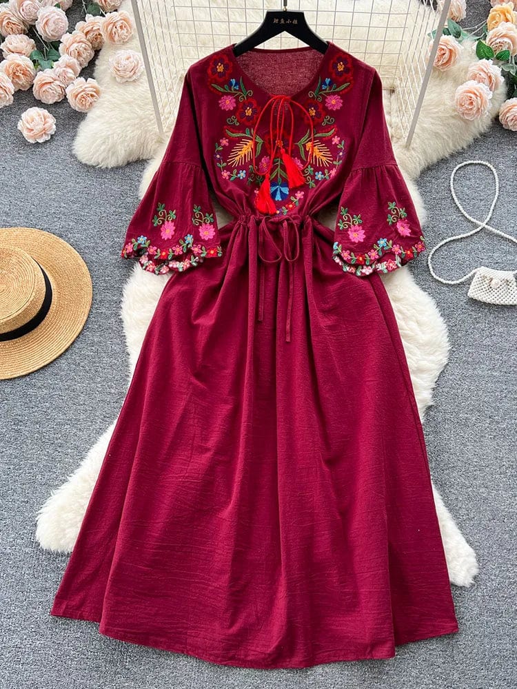 Elegant mexican embroidered dress