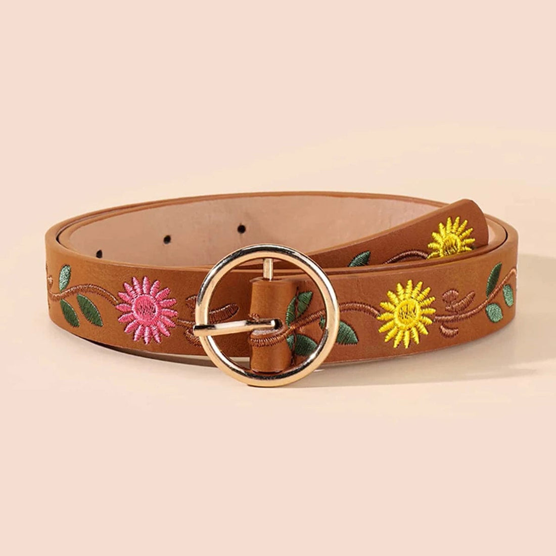 Mexican embroidered belt leather