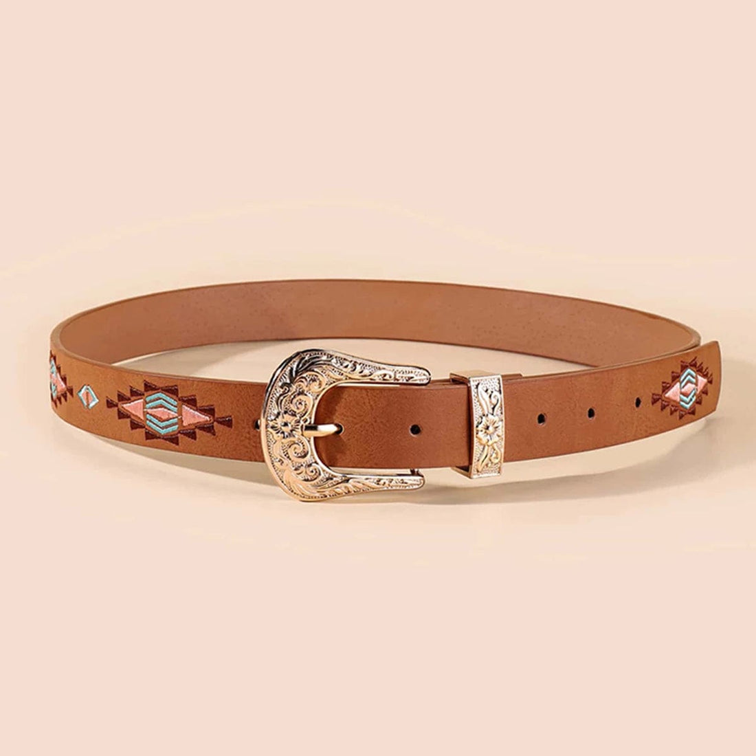 Mexican embroidered belt leather