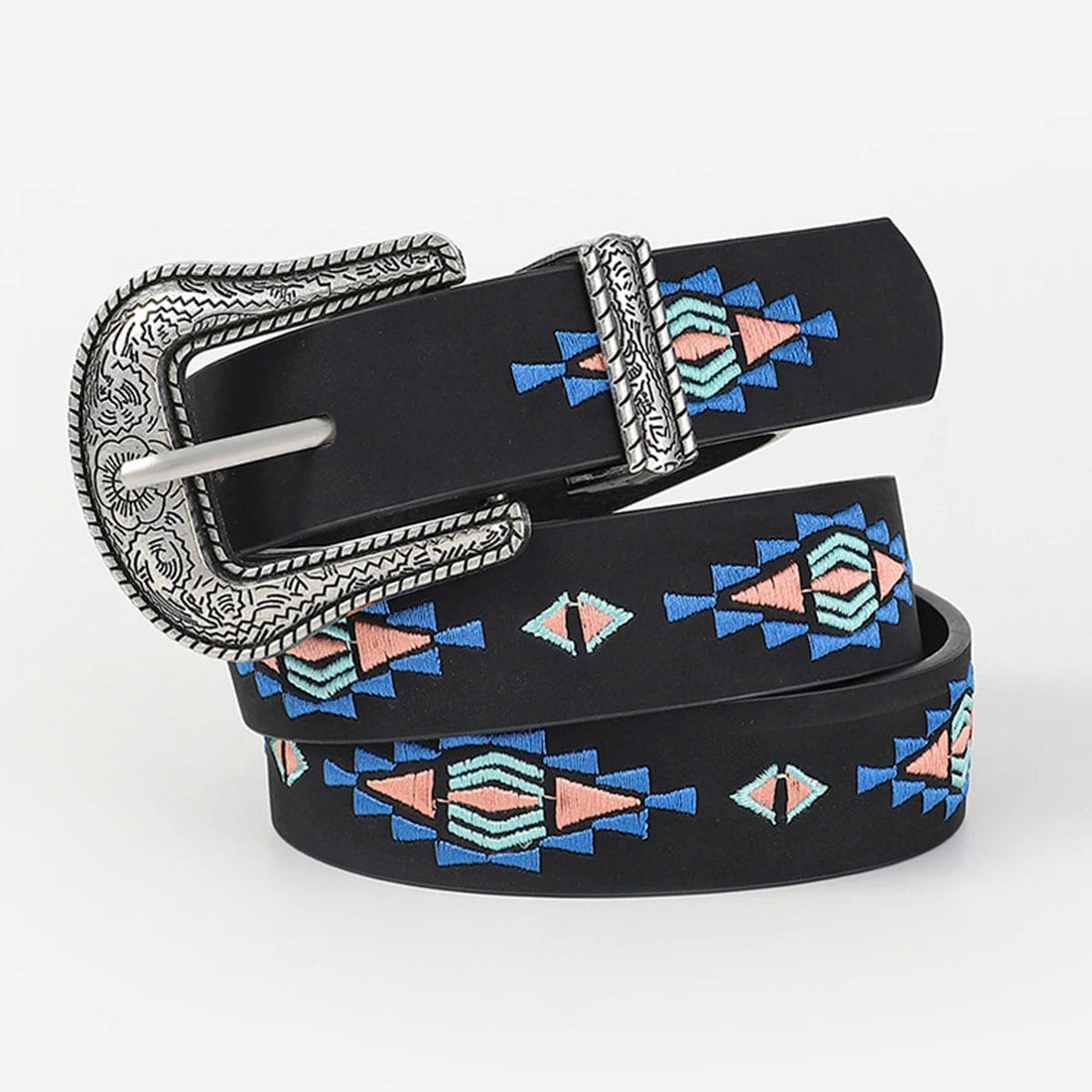 Mexican embroidered belt leather