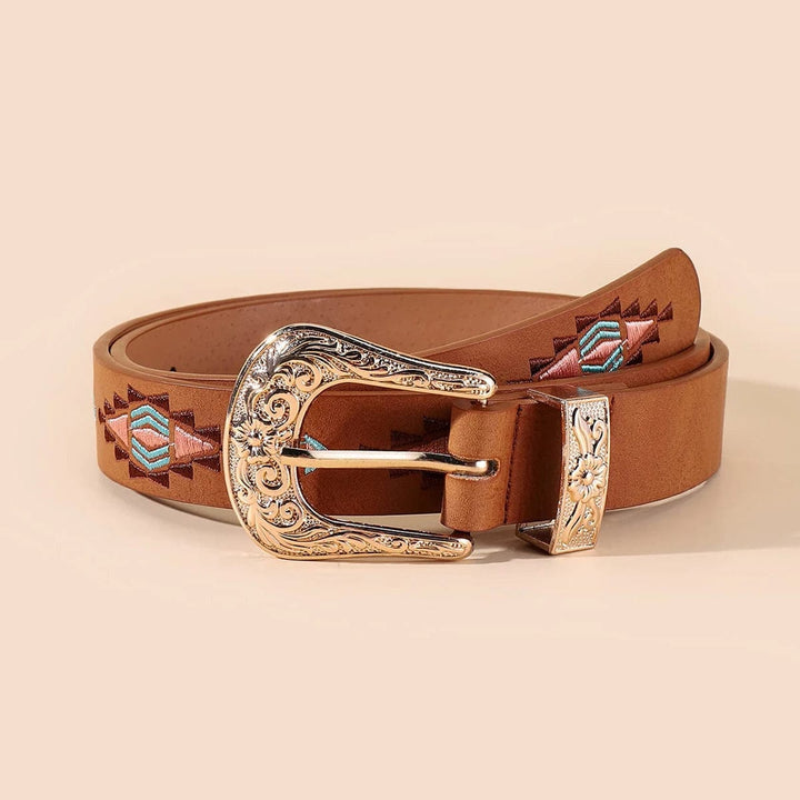 Mexican embroidered belt leather