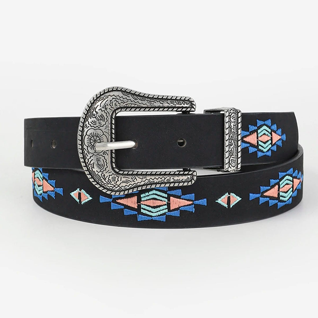 Mexican embroidered belt leather