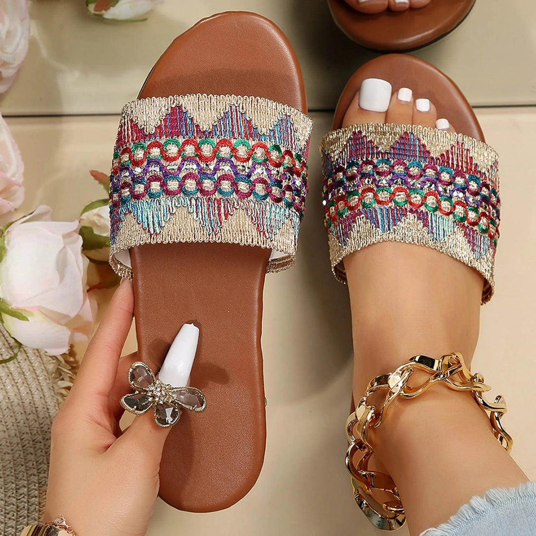 Mexican embroidered sandals