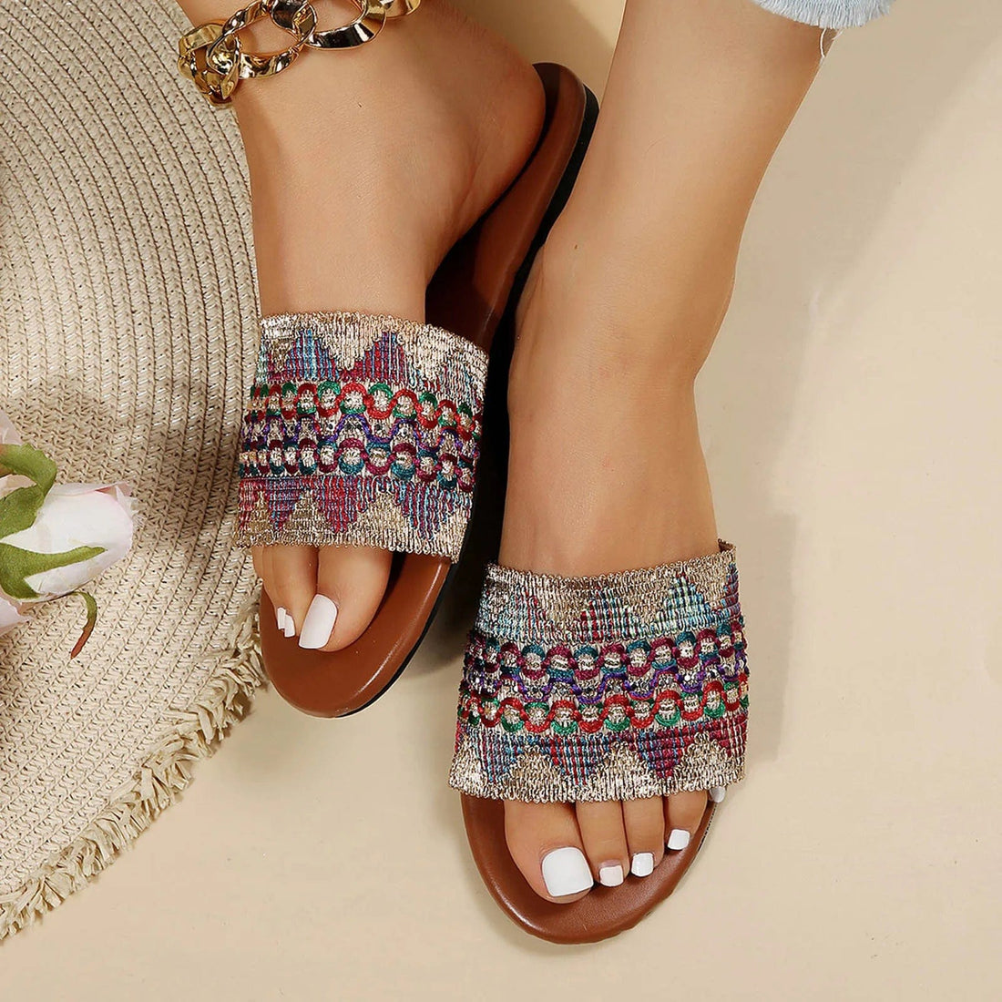 Mexican embroidered sandals