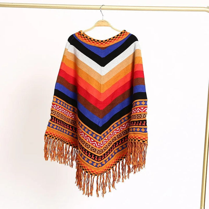 Peruvian National Style Fashion Tassel Travel Coat Shawl Cloak Women's Autumn Winter Warm Cover Lady Ponchos Capes