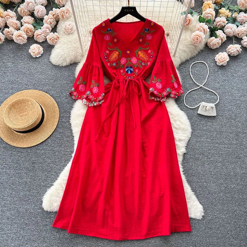 Red mexican dress
