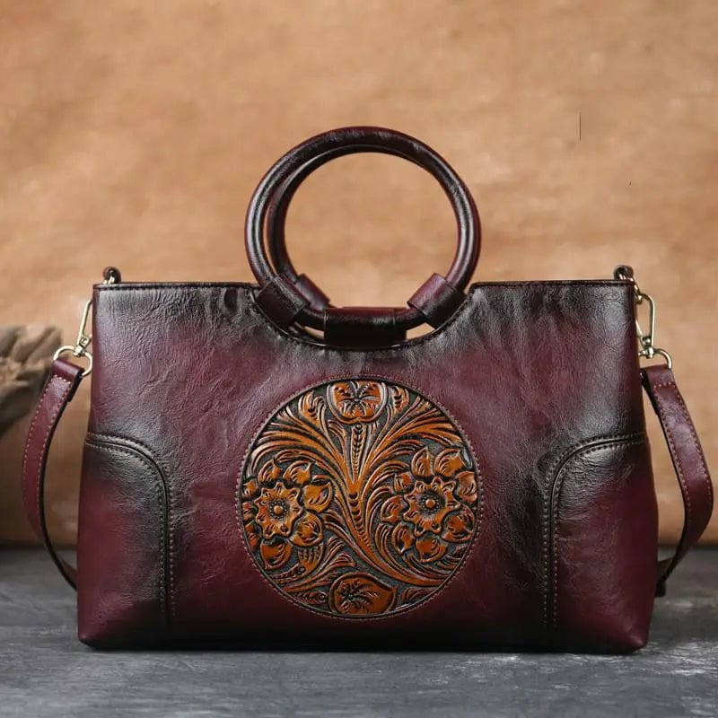 Vintage mexican tooled leather purse