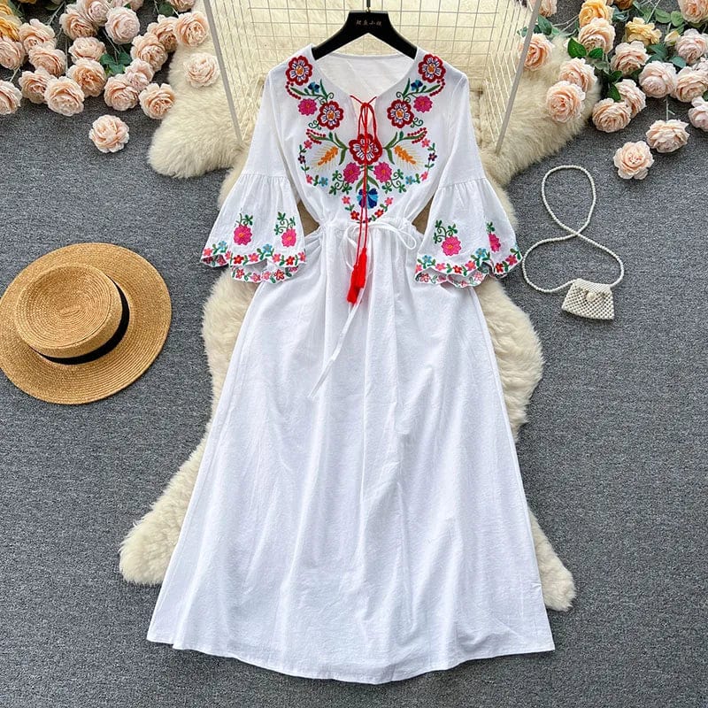 White mexican style dress